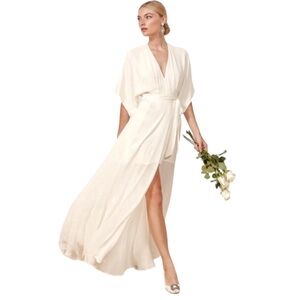 NEW REFORMATION IVORY WRAP MAXI DRESS
